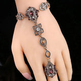 Luxurious Antique Gold Wine Color Designer Bracelet And Finger Ring Fashion Jewelry For Women