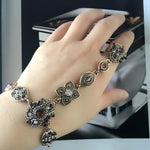 Luxurious Antique Gold Wine Color Designer Bracelet And Finger Ring Fashion Jewelry For Women