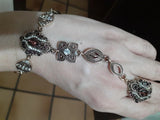 Luxurious Antique Gold Wine Color Designer Bracelet And Finger Ring Fashion Jewelry For Women