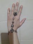 Luxurious Antique Gold Wine Color Designer Bracelet And Finger Ring Fashion Jewelry For Women