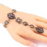 Luxurious Antique Gold Wine Color Designer Bracelet And Finger Ring Fashion Jewelry For Women
