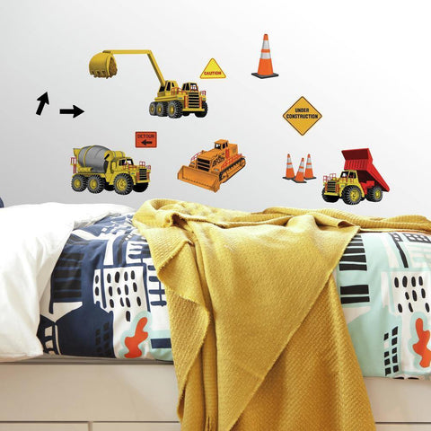 Under Construction 23 BIG Wall Stickers Bedroom Decals Room Decor Trucks Cranes - EonShoppee