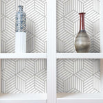 RoomMates Stripped Hexagon White/Grey Peel & Stick Wallpaper - EonShoppee