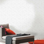 RoomMates Stripped Hexagon White/Grey Peel & Stick Wallpaper - EonShoppee