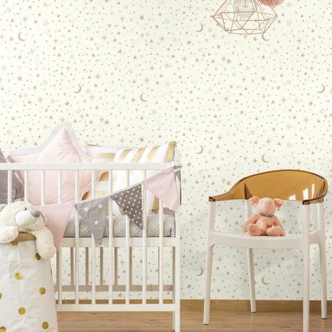 Twinkle Little Star Gold Peel & Stick Wallpaper - EonShoppee