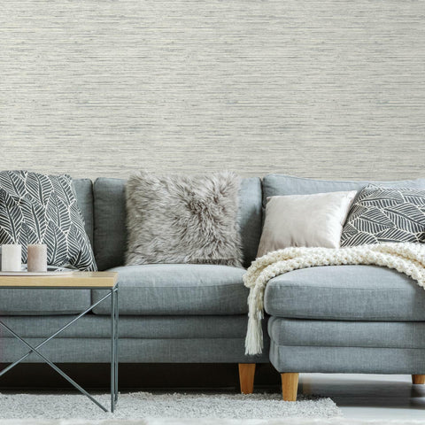 Faux Grasscloth Grey Peel & Stick Wallpaper - EonShoppee