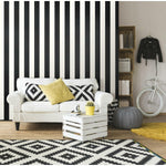 Awning Stripe Black Peel & Stick Wallpaper - EonShoppee