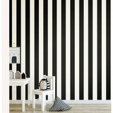 Awning Stripe Black Peel & Stick Wallpaper - EonShoppee