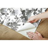 Black Watercolor Floral Peel & Stick Wallpaper - EonShoppee