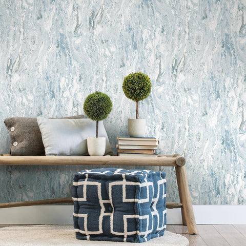 RoomMates Blue Marble Seas Peel & Stick Wallpaper - EonShoppee
