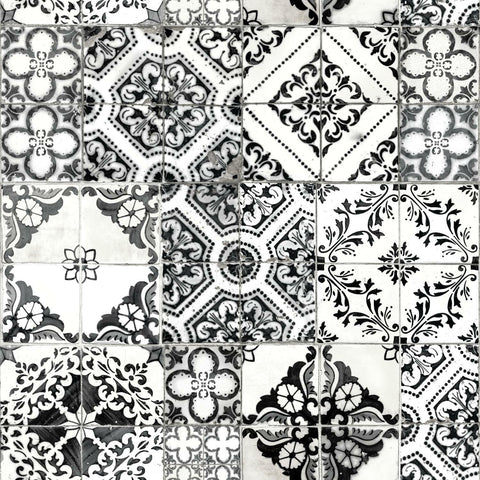 Black Mediterranean Tile Peel & Stick Wallpaper - EonShoppee