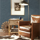 Faux Grasscloth Blue Peel & Stick Wallpaper - EonShoppee