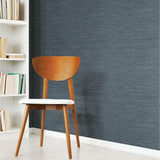 Faux Grasscloth Blue Peel & Stick Wallpaper - EonShoppee