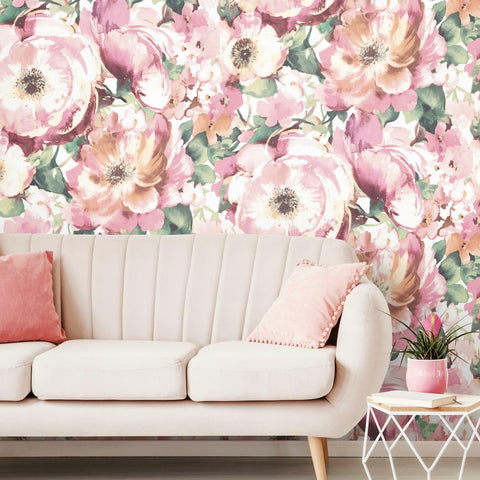 Watercolor Floral Peel & Stick Wallpaper Mural - EonShoppee