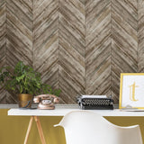 Herringbone Wood Boards Peel & Stick Wallpaper - EonShoppee