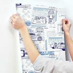 RoomMates Disney And Pixar Cars Schematic Peel & Stick Wallpaper Peel & Stick Wallpaper - EonShoppee