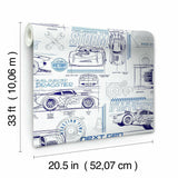 RoomMates Disney And Pixar Cars Schematic Peel & Stick Wallpaper Peel & Stick Wallpaper - EonShoppee