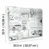RoomMates Disney And Pixar Cars Schematic Peel & Stick Wallpaper Peel & Stick Wallpaper - EonShoppee