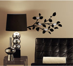 Realistic Modern Black Branch Wall Decals with Bendable Flower Mirrors - EonShoppee