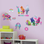 Trolls Movie Peel and Stick Wall Decals With Glitter Kids Room Fun Stickers