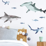 Sharks Peel And Stick Wall Decals - EonShoppee