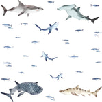 Sharks Peel And Stick Wall Decals - EonShoppee