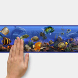 Under The Sea Wall Border Peel & Stick Wallpaper - Tropical Bathroom Decor Border - EonShoppee