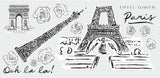 Roommates Eiffel Tower Sketch Peel And Stick Giant Wall Decals