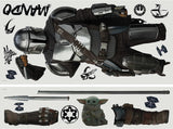 RoomMates Mandalorian In Beskar Peel And Stick Wall Decals, Brown, Gray, Black Boys Room Disney Mando Stickers