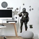 RoomMates Mandalorian In Beskar Peel And Stick Wall Decals, Brown, Gray, Black Boys Room Disney Mando Stickers
