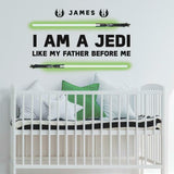 Roommates I AM A JEDI HEADBOARD Glow In the Dark Peel & Stick Giant Wall Decals Personalized Kids Room Stickers w/ Alphabet