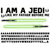 Roommates I AM A JEDI HEADBOARD Glow In the Dark Peel & Stick Giant Wall Decals Personalized Kids Room Stickers w/ Alphabet