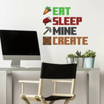Minecraft Eat Sleep Mine Create Quote Peel and Stick Wall Decals