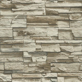 RoomMates Stacked Stone Grey/Brown Peel And Stick Wallpaper - EonShoppee
