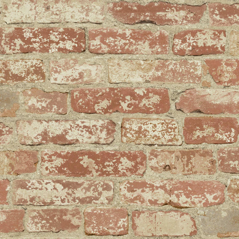 Stuccoed Red Brick Peel And Stick Wallpaper - EonShoppee