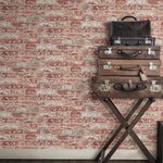 Stuccoed Dark Red Brick Peel And Stick Wallpaper - EonShoppee