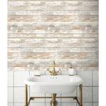 Distressed Wood Tan Peel And Stick Wallpaper - EonShoppee