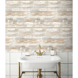 Distressed Wood Tan Peel And Stick Wallpaper - EonShoppee
