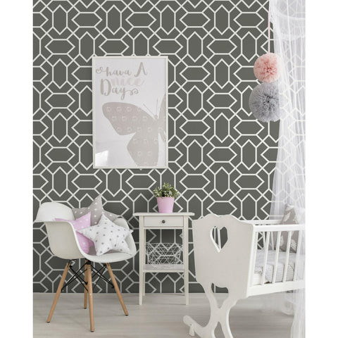 Modern Geometric Dk Grey Peel & Stick Wallpaper - EonShoppee