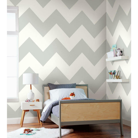 RoomMates Large Chevron Grey Peel & Stick Wallpaper - EonShoppee