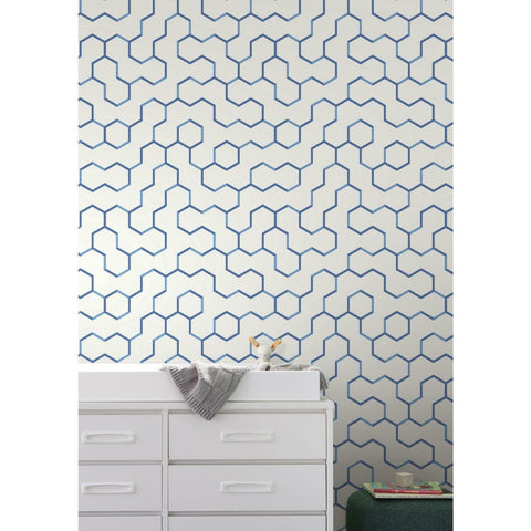 RoomMates Open Geometric Blue Peel & Stick Wallpaper - EonShoppee