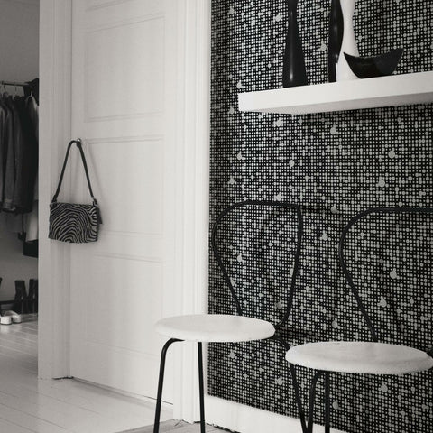 All Over Circles Black Peel & Stick Wallpaper - EonShoppee