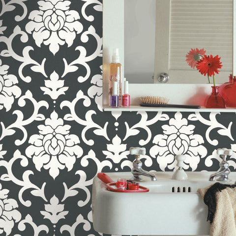 RoomMates Damask Black Peel & Stick Wallpaper - EonShoppee