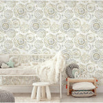 RoomMates Bohemian Tan/Blue Peel & Stick Wallpaper - EonShoppee
