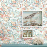 RoomMates Bohemian Orange/Blue Peel & Stick Wallpaper - EonShoppee