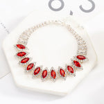 Stunning Silver Red Wedding Crystal Bracelet Bangle Fashion Accessory Bridal Jewelry Bracelet for Women