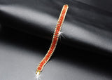 Dazzling Golden Red Shiny Crystal Tennis Link Chain Bridal Wedding Fashion Jewelry Bracelet For Women