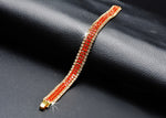 Dazzling Golden Red Shiny Crystal Tennis Link Chain Bridal Wedding Fashion Jewelry Bracelet For Women