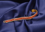 Dazzling Golden Red Shiny Crystal Tennis Link Chain Bridal Wedding Fashion Jewelry Bracelet For Women