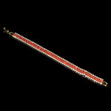 Dazzling Golden Red Shiny Crystal Tennis Link Chain Bridal Wedding Fashion Jewelry Bracelet For Women